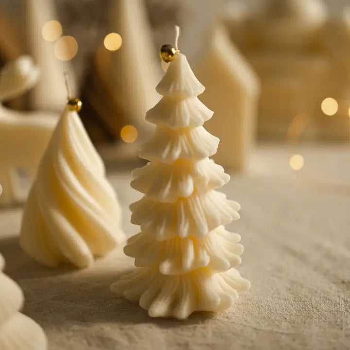 Bougie sapin de Noêl Ivoire promenade