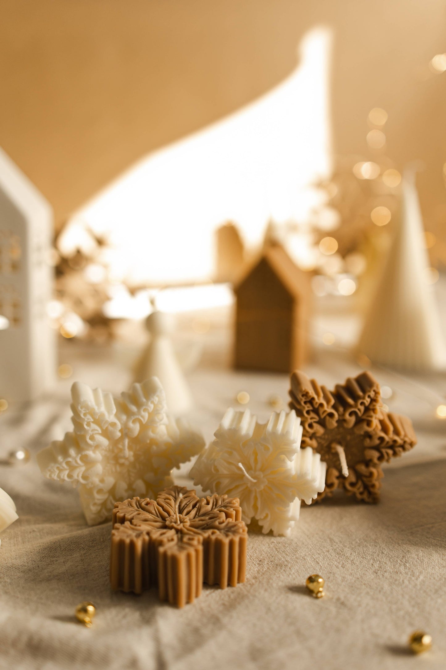 BOUGIE FLOCON DE NEIGE - Caramel - non parfumée