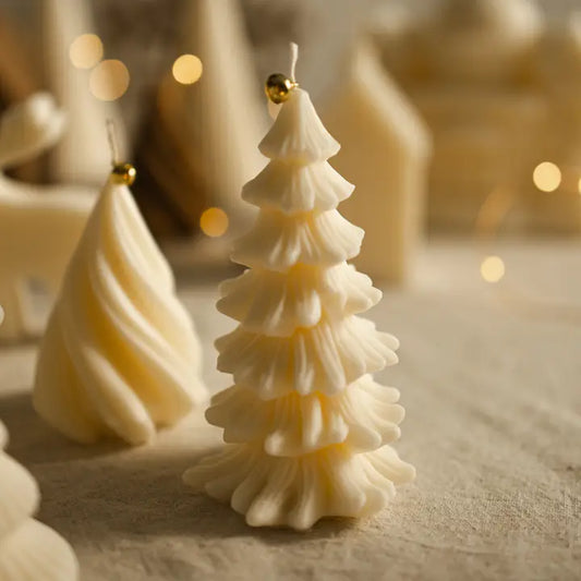 Bougie sapin de Noêl Ivoire promenade