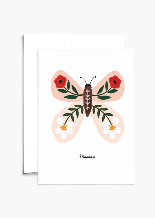 CARTE DE SOUHAITS - Papillon floral